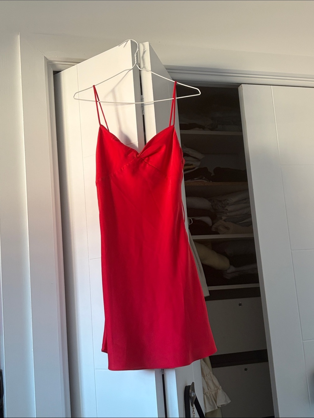 Cotton Candy Red Spaghetti-Strap Slip Dress